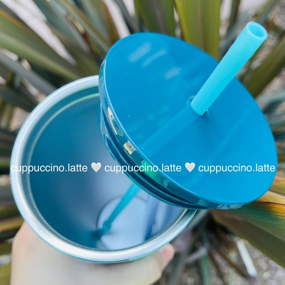 💙NWT🤍Starbucks 2023 Blue Teal Split Puffy SS Cold Cup Venti Tumbler - Picture 5 of 6